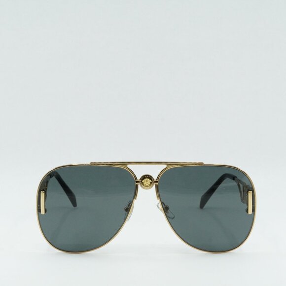 Versace VE2255 100287 Sunglasses Gold Aviator Frame, Dark Grey Lenses - Picture 3 of 12